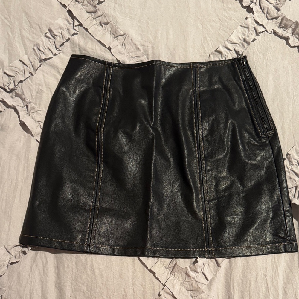 NWOT Black Leather Mini Skirt